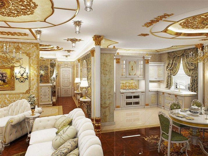 Кухня-вітальня в світлих тонах (40 фото): дизайн інтер’єру суміщених кімнат в білому і пастельних кольорах з гарнітуром. Приклади в сучасному і класичному стилях